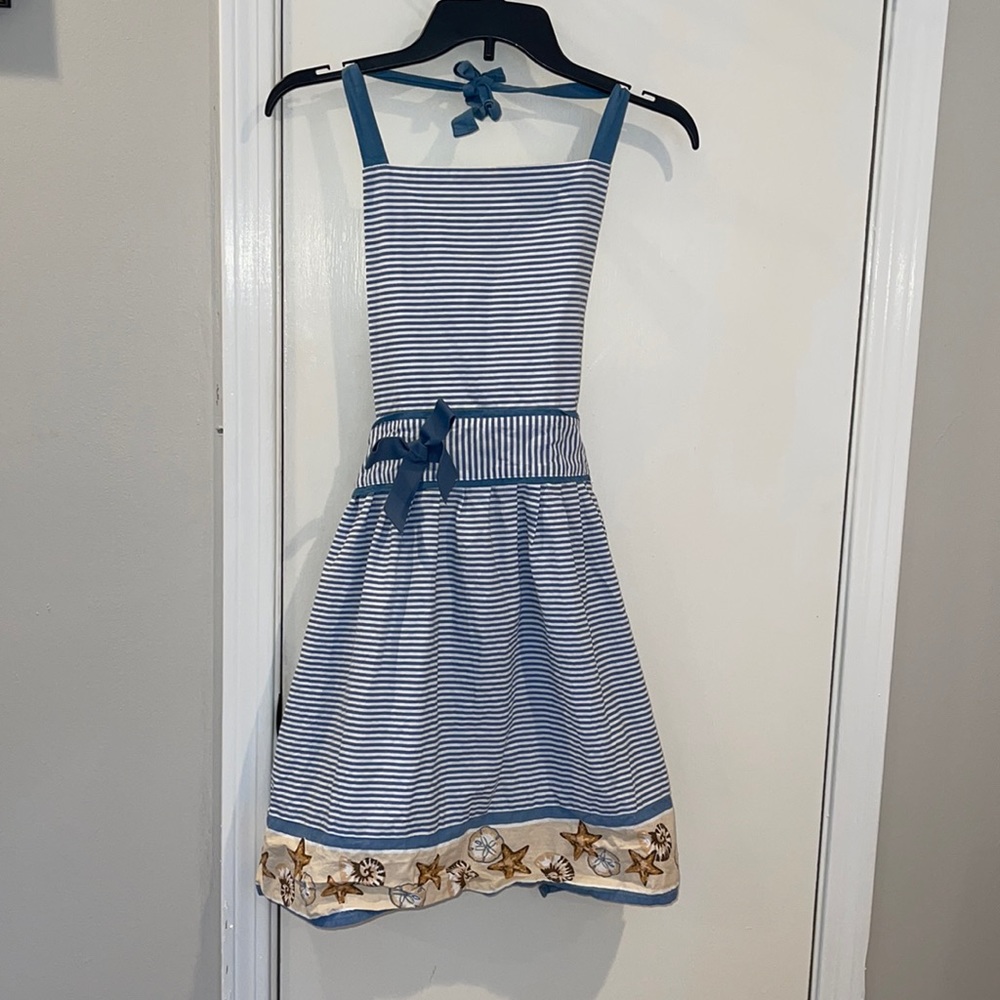 Blue and White Seashell Kitchen Apron